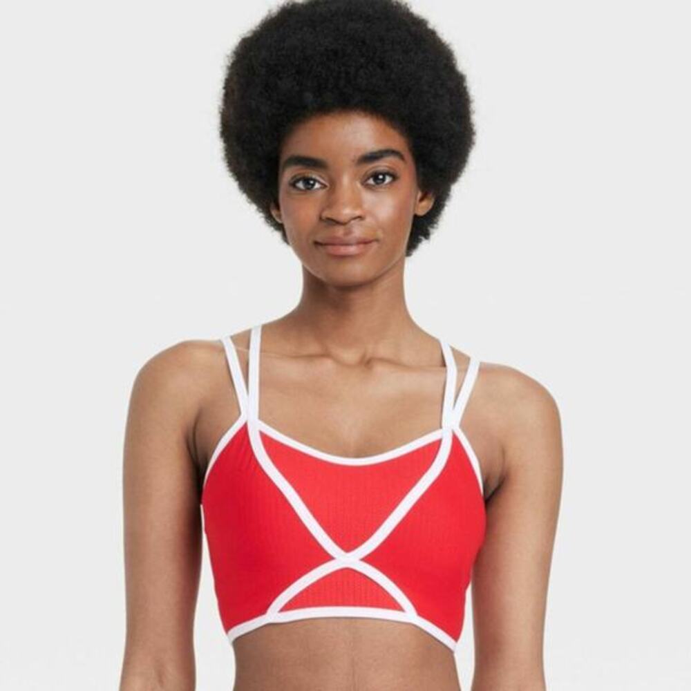 Colsie Women's Contrast Trim‎ Layered Bralette Red Size XL